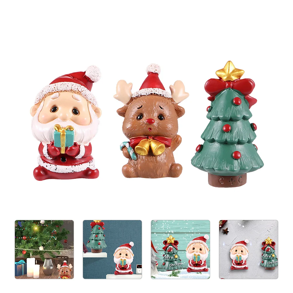 

3PCS Resin Mini Snowman Santa Natural Party Favor Gift Table Decor for Xmas
