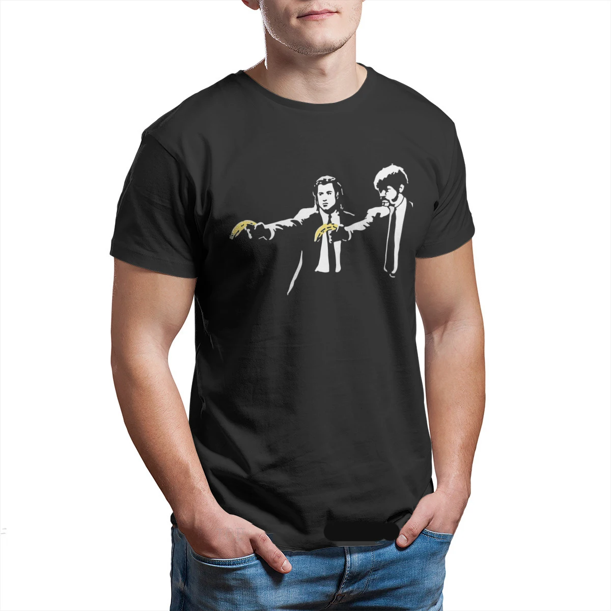 

Граффити Бэнкси, настенная художественная целлюлоза, фантастика, банан. Футболка мужская оверсайз с графическим принтом, 100% хлопок