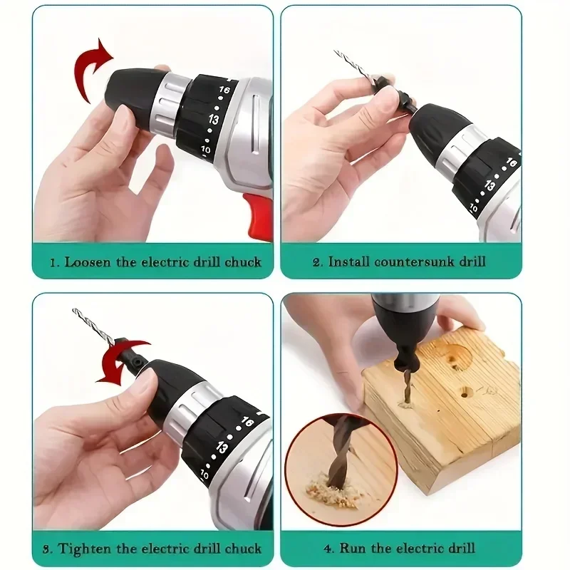 ExactBit 5 шт. деревообрабатывающая дрель с потайной головкой и снятие фаски цельная