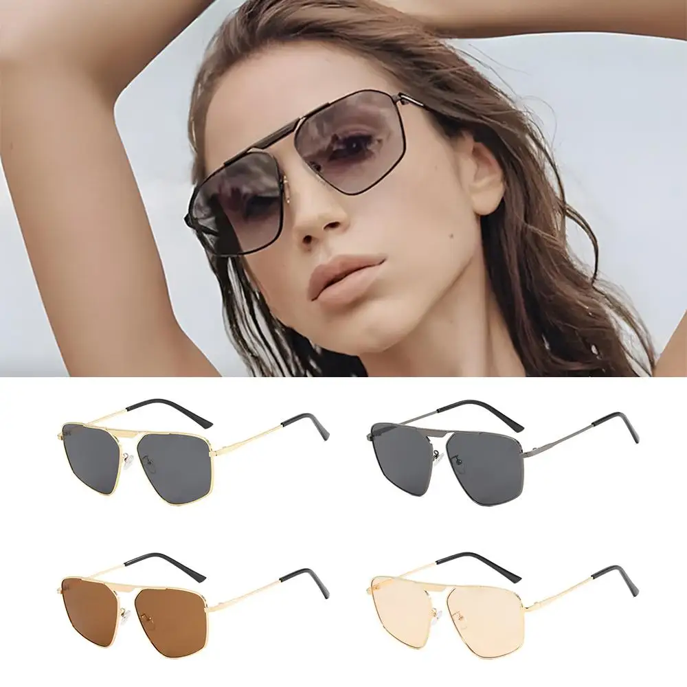 Необычные полигональные металлические солнцезащитные очки с одним лучом