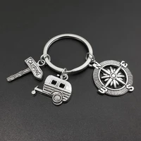 outdoor camping backpack pendant motorhome street signs compass keychain