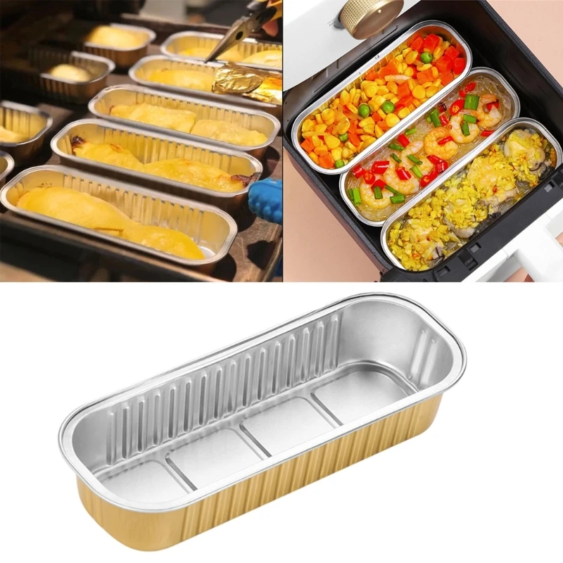

5 Pieces Tin Foil Boxes Foil Baking Pans Tin Foil Trays Foil Barbecue Box Aluminum Foil Lunch Box Tin Foil for Air Fryer 29EF