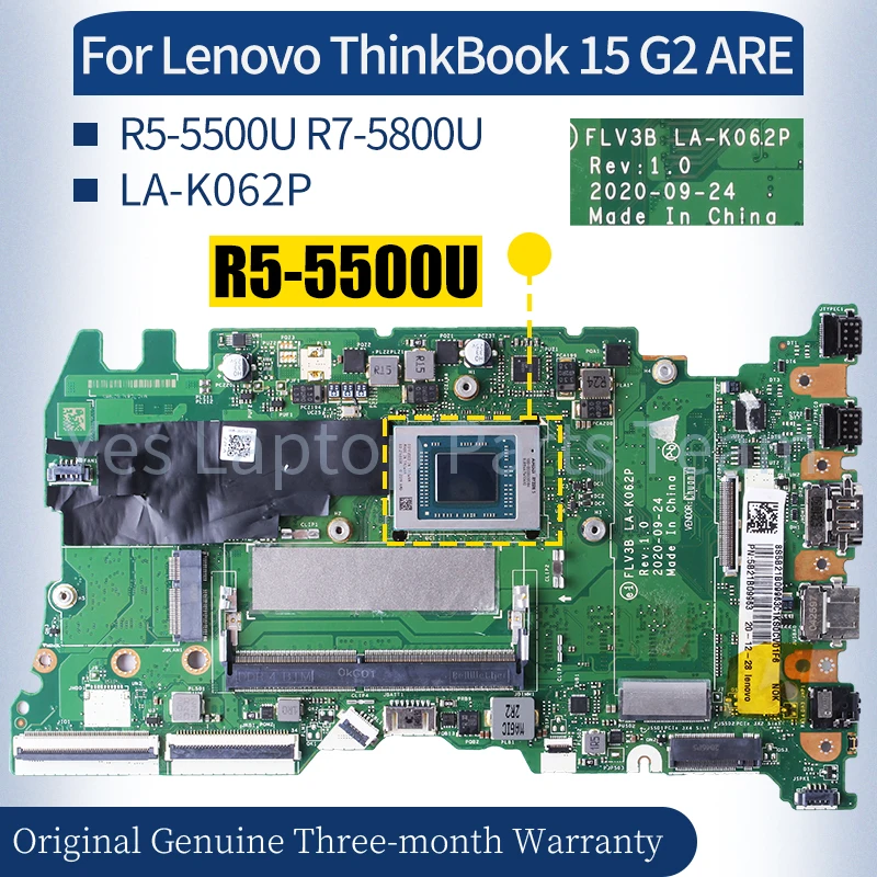 

LA-K062P For Lenovo ThinkBook 15 G2 ARE Laptop Mainboard 5B21B09963 5B21B90106 5B21C22182 R5-5500U R7-5800U Notebook Motherboard