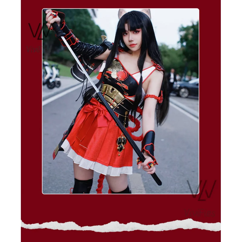 Игра Naraka: bladepoint Kurumi персонаж Красный кожаный сексуальный костюм Хэллоуин женское