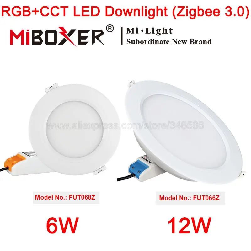 Фото Miboxer Zigbee 3,0 RGB + CCT светодиодный потолочный светильник 6 Вт FUT068Z 12 Вт FUT066Z круглый панельный потолочный светильник для гостиной, столовой AC100-240V №1