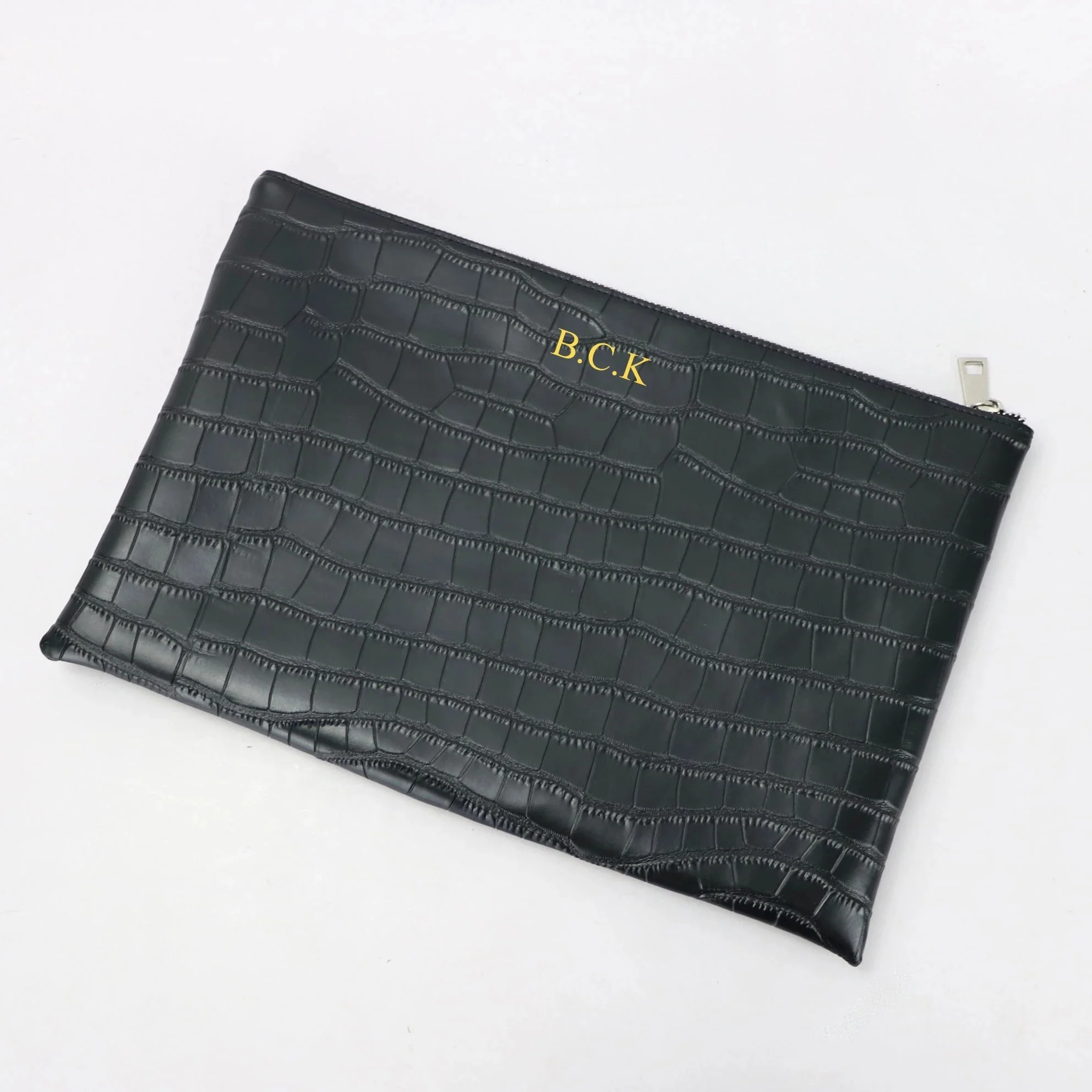 

Черный клатч из натуральной кожи под заказ, деловая элегантная женская сумка-клатч с тиснением под крокодиловую кожу, сумка-конверт