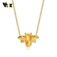 vnox delicate bee shaped necklaces for women lady girl birthday party gifts jewelrygold color stainless steel femme collar