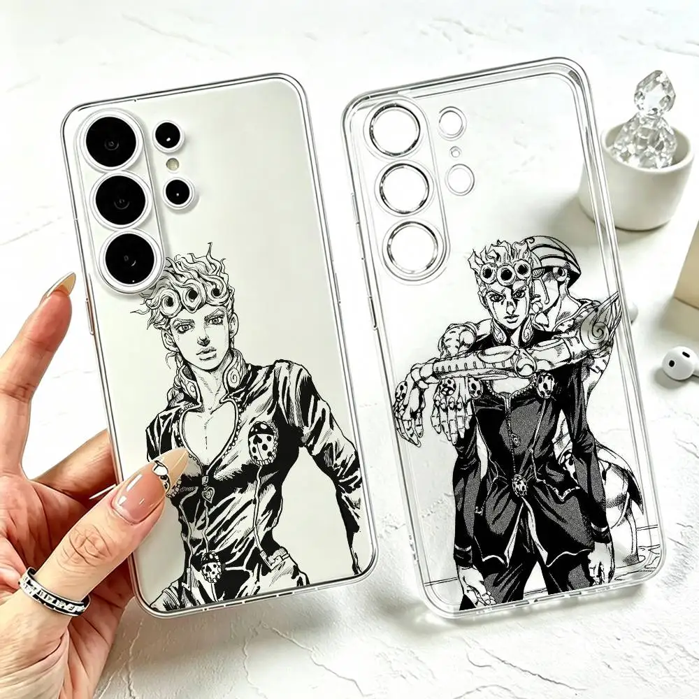 Фото Чехол для телефона J-JOJOs G-Giorno G-Giovanna, прозрачный силиконовый мягкий чехол для Samsung S25, S24, S21, S22, S23, S30, Ultra, S20, Plus, Fe №1