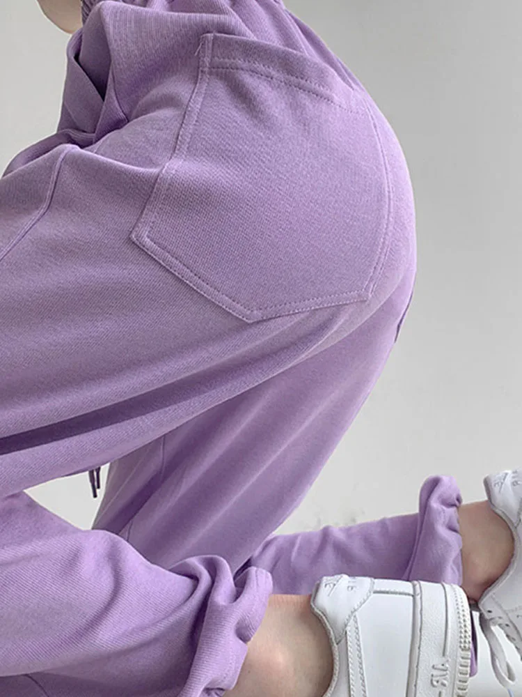 Корейские белые синие брюки женские с высокой талией свободные шаровары на