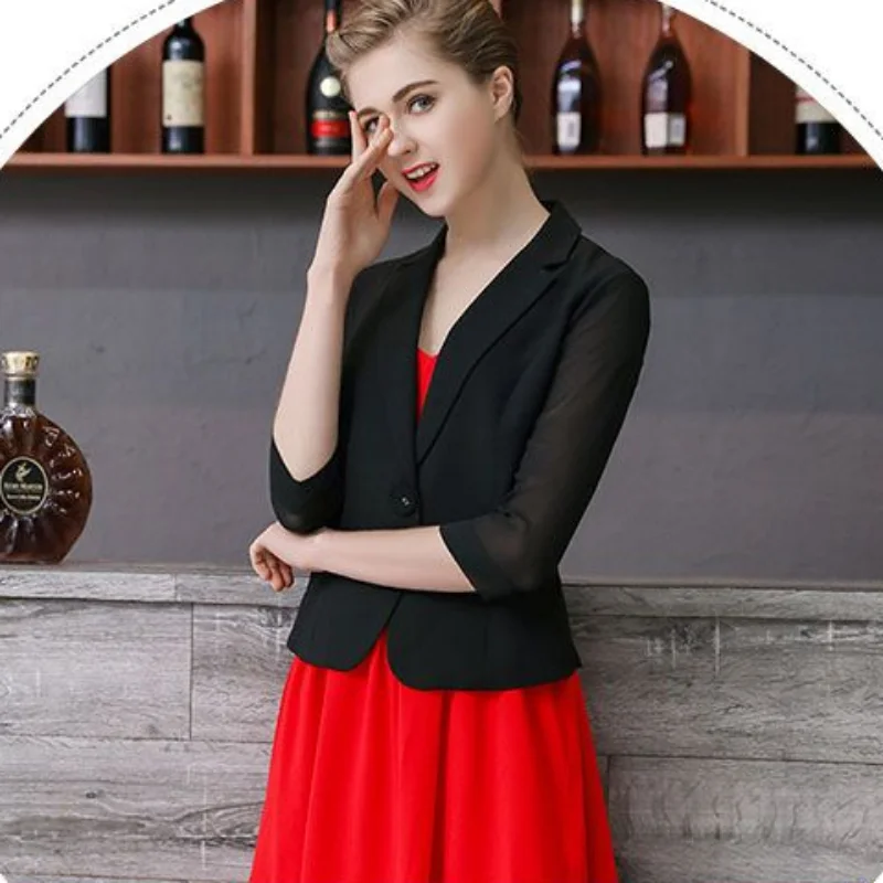 Women's Suit Jacket Lightweight Suit Jacket Women's Seven-Minute Sleeve Summer Spring Women Clothing Solid Color Blazer