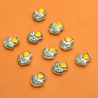 5pcs flower ceramic beads 16x14mm hand painted diy loose bead for jewelry making bracelet nacklace earring accessories