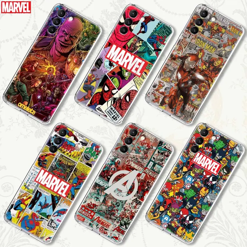 

Marvel Comics Avengers Heros Silicone Case for Samsung Galaxy S21 S20 FE S22 Ultra S10e S9 Plus 5G Soft Clear Phone Cover Coque