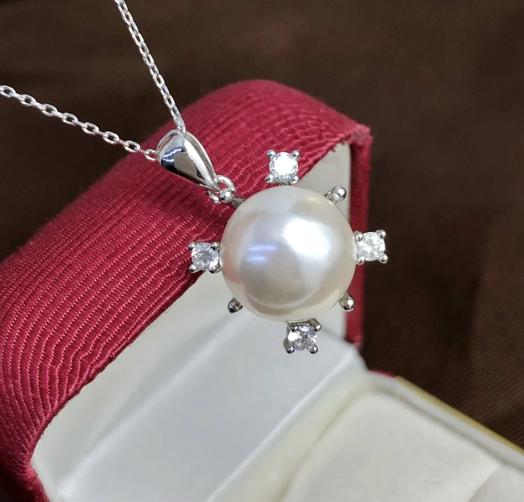 Женская подвеска из серебра 925 пробы с натуральным пресноводным белым жемчугом