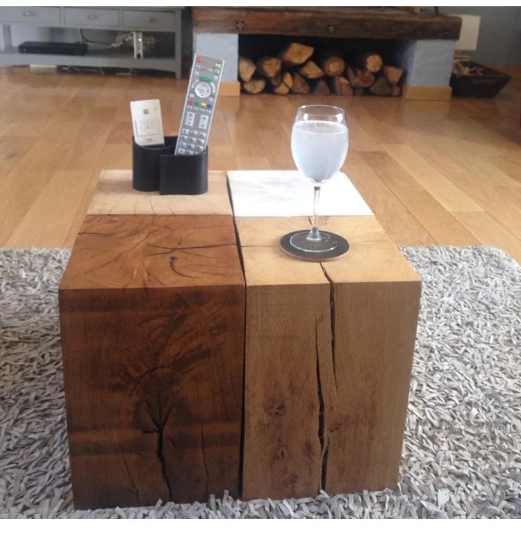 

Nordic solid wood pier, tea table, sofa corner, several people's accommodation, original wood root carving Square Flower rack