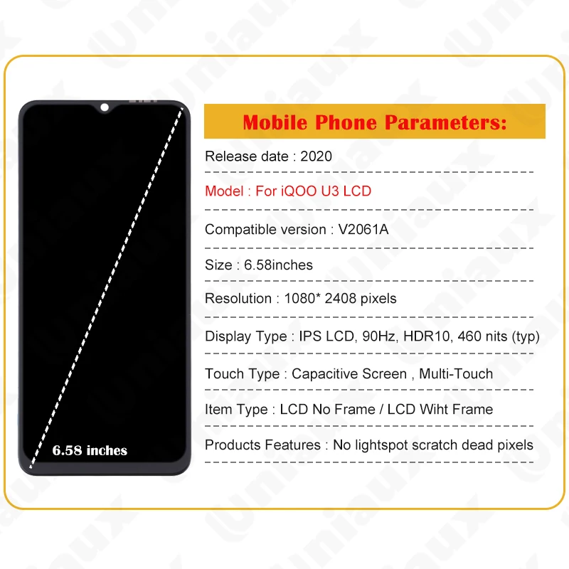 6 58 &quotоригинальный для VIVO IQOO U3 V2061A ЖК-дисплей сенсорный экран дигитайзер vivo iqoo u3