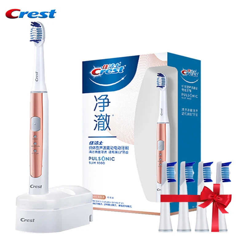 

Crest Slim Clean 1000 Pulsonic Electric Toothbrush Dental Teeth Whitening Smart Timer Sonic Toothbrush With Replace Brush HeadS