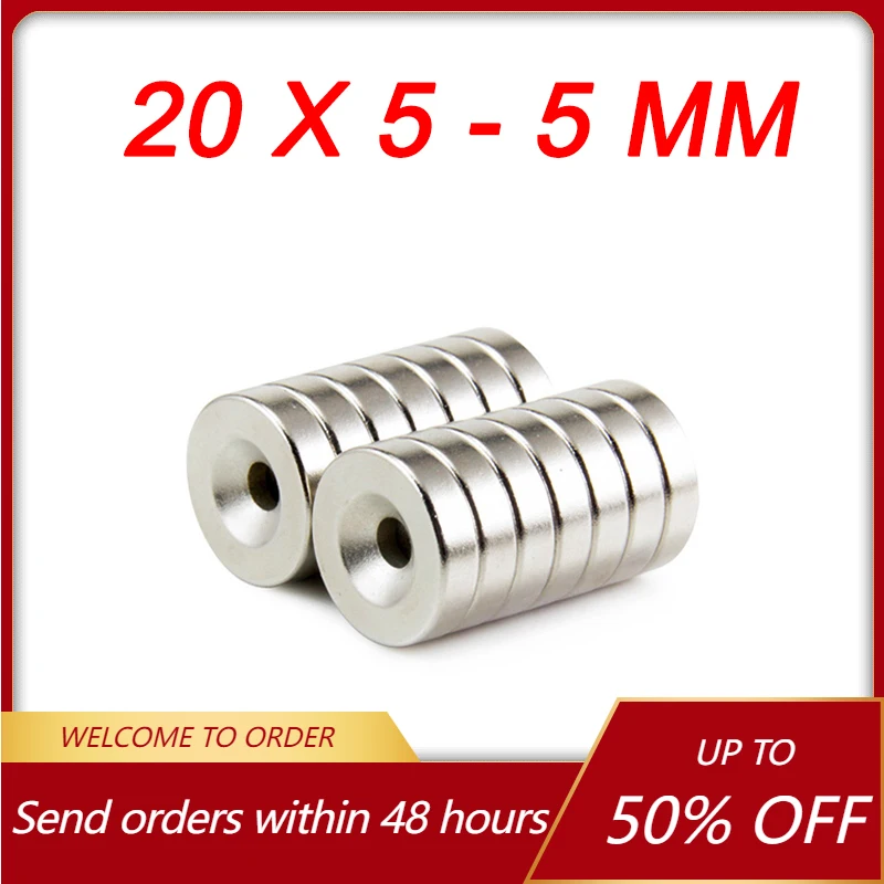 

2/5/8 Pcs 20x5-5mm Super Strong Magnets Neodymium Magnet Countersunk Hole Round Rare Earth Magnet Permanent Magnetic imanes Disc