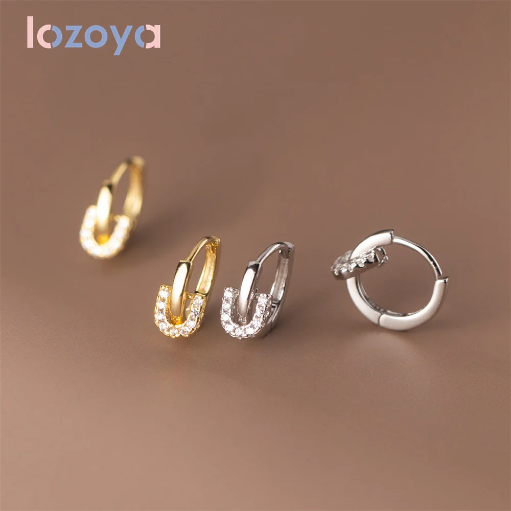 

Женские серьги с U-образной пряжкой Lozoya, из стерлингового серебра 925 пробы с полностью алмазными буквами, роскошное ювелирное изделие, характерный подарок на свадьбу