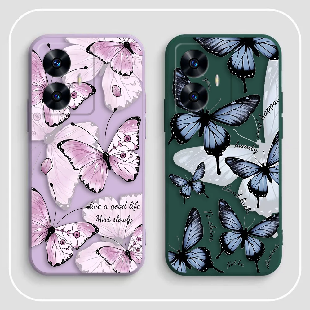 Чехол для телефона Pretty Purple Pink Butterflies Realme C65 C63 C53 C35 C55 C33 C30 C21Y C20 C12 C11 GT 2 NARAO 20 30 50 Funda
