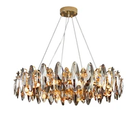 art deco dimmable led crystal leaf chrome gold chandelier lighting hanging lamp suspension luminaire lampen lustre for foyer