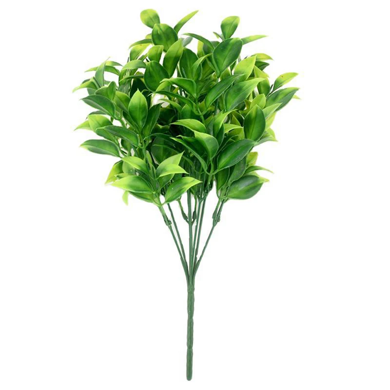

7 Branches Green Artificial Plants For Garden Bushes Fake Grass Eucalyptus Orange Leaves Faux Plant For Home Shop Decoration