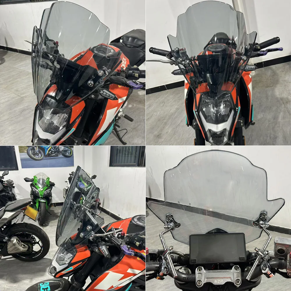 Фото Для Yamaha XSR125 XSR250 300 900: Новый универсальный регулируемый ветровой дефлектор-козырек, комплект для руля с диаметром трубок 22,25,28 мм. №2