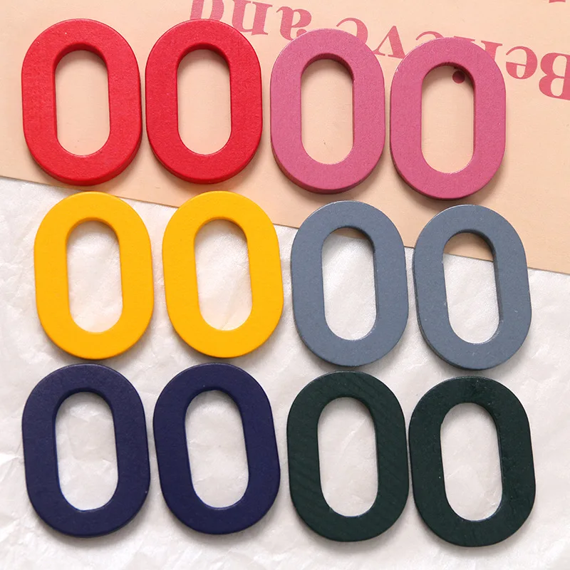 

Корейские однотонные деревянные Овальные Полые оправы, ювелирные аксессуары «сделай сам», серьги для рукоделия, 5 шт.