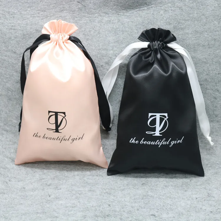 

Satin Bags for Packaging Jewelry/Makeup/Gift/Wedding/Party/Storage/Hair/Shoe Bag Silk Cloth Pouch Pocket Custom Logo Print 100p