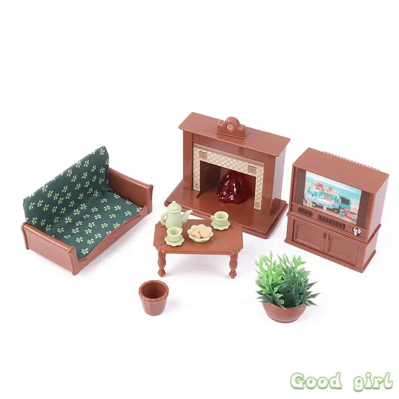 

1/12 кукольный домик лес семейная гостиная диван стол набор зеленых растений Кукольный Аксессуар мини-модель мебель ролевые игры для девочек