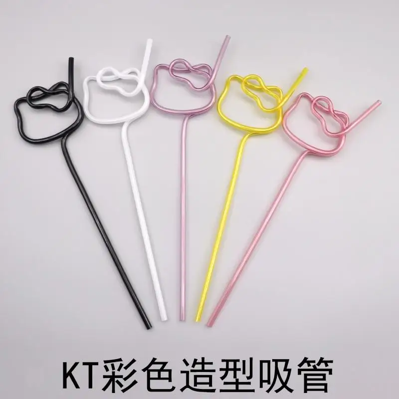 

10PCS New 2022 Kawaii Sanrioed Hello Kitty Anime Cartoon Cute Colorful Straws Kt Hose Can Reuse Toys for Girls