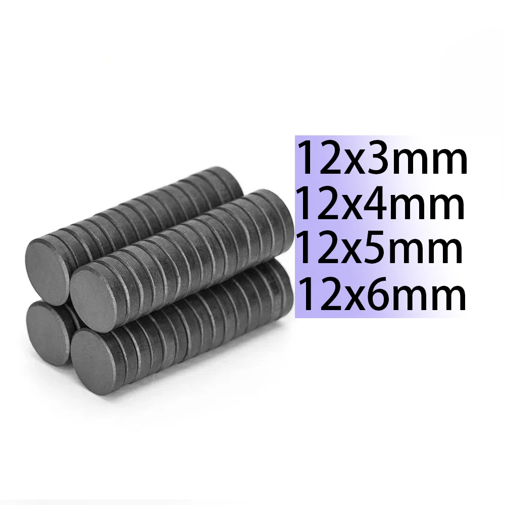 

100pcs 12x3 12x4 12x5 12x6 Disc Round Magnets Black Ferrite Permanent Rare Earth Magnetic Fridge Metal Iman Magnet DIY 12*3