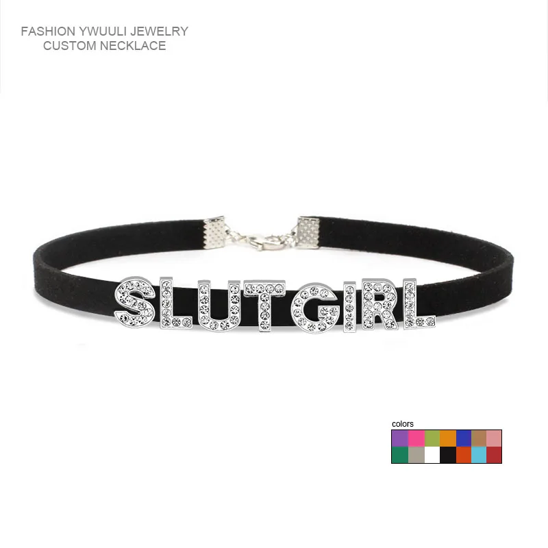 Стразы ожерелье для девушек с надписью женщин плохие слова индивидуальный чокер