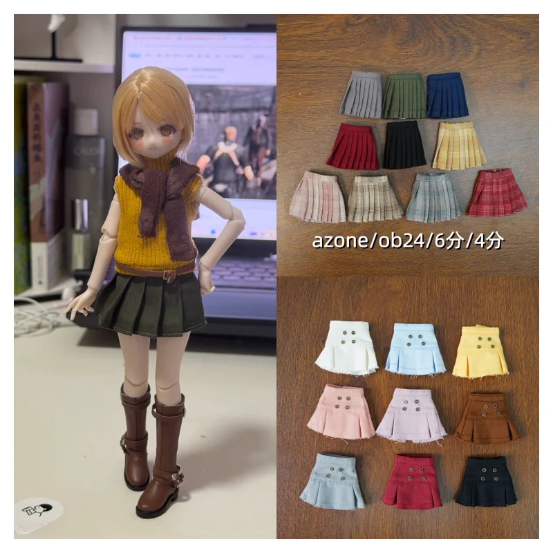 Фото Одежда и аксессуары для кукол Blythe: плиссированная юбка для кукол OB22, OB24, 1/8, а также для шарнирных кукол Azone 30 см. №1