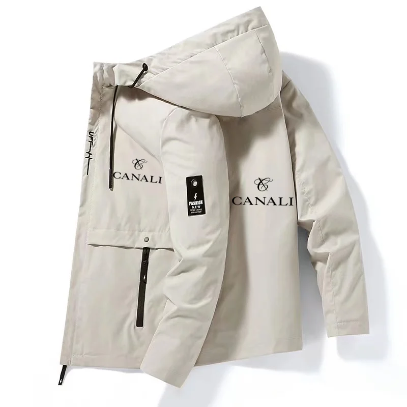 

2023 brand CANALI spring and autumn men's polyester fabric hooded jacket printed lightweight jacket outdoor sports fashion
