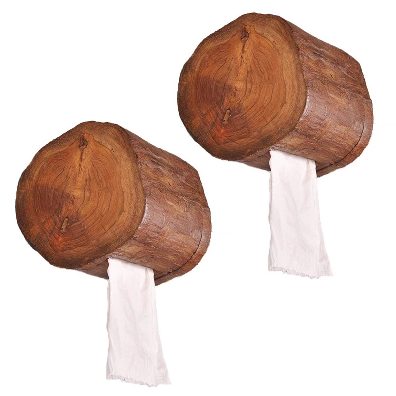 

2X Vintage Wooden Paper Tube Home Hotel Room Tissue Box Bathroom Roll Holder Bathroom Kitchen Paper Holder