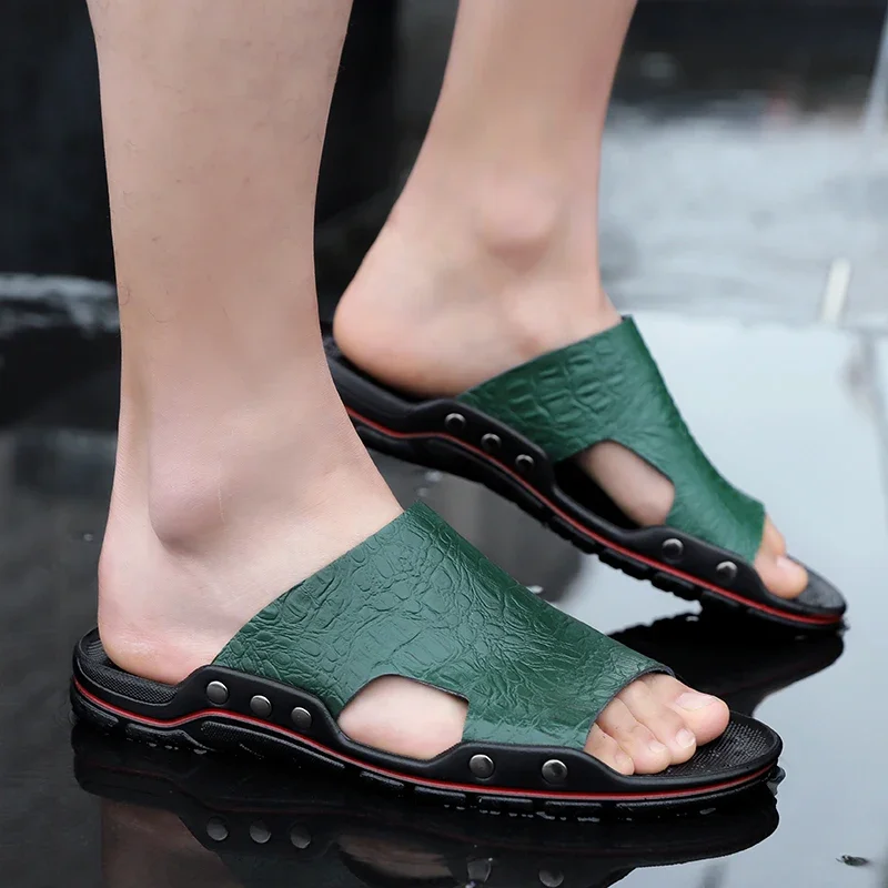 Обувь Мужские тапочки Летние сандалии Повседневные кожаные пляжные уличные