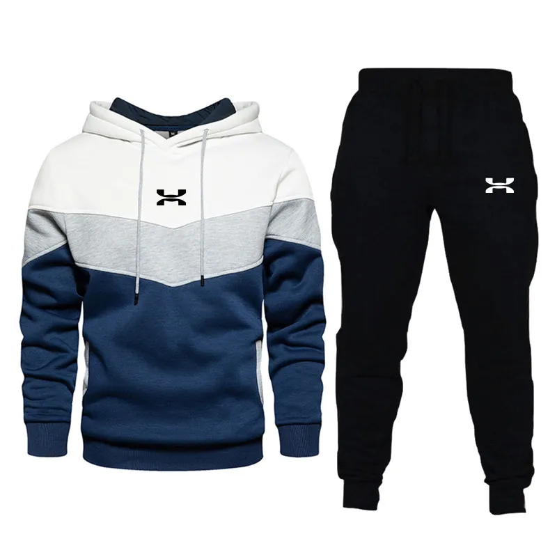 Men's Tracksuit Running Casual Hoodies Sweatpants Two Piece Sets Winter Sports Suit Outdoor Sweatshirt Set Fashion Male Clothing