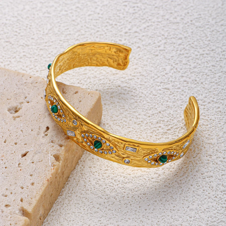 Браслет-манжета женский из нержавеющей стали с позолотой 18 карат