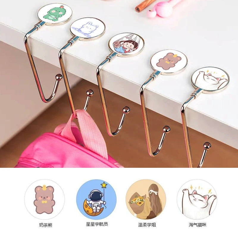 

1 Pcs Kawaii Portable Metal Bag Purse Handbag Hanger Hanging Table Desk Hook