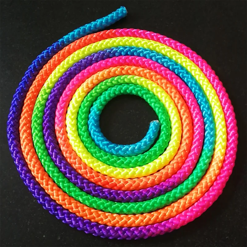 3m Colorful Rainbow Colors Rhythmic Gymnastics Rope Fine Color Gymnastics Rope Fine Gymnastics Props Gymnastics Pentathlon