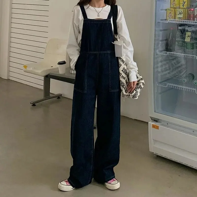 

Vintage Jumpsuit Women Jeans Embroidery Harajuku Straight Denim Trouser Autumn Baggy Overalls Korean Fashion Streetwear Pantalon