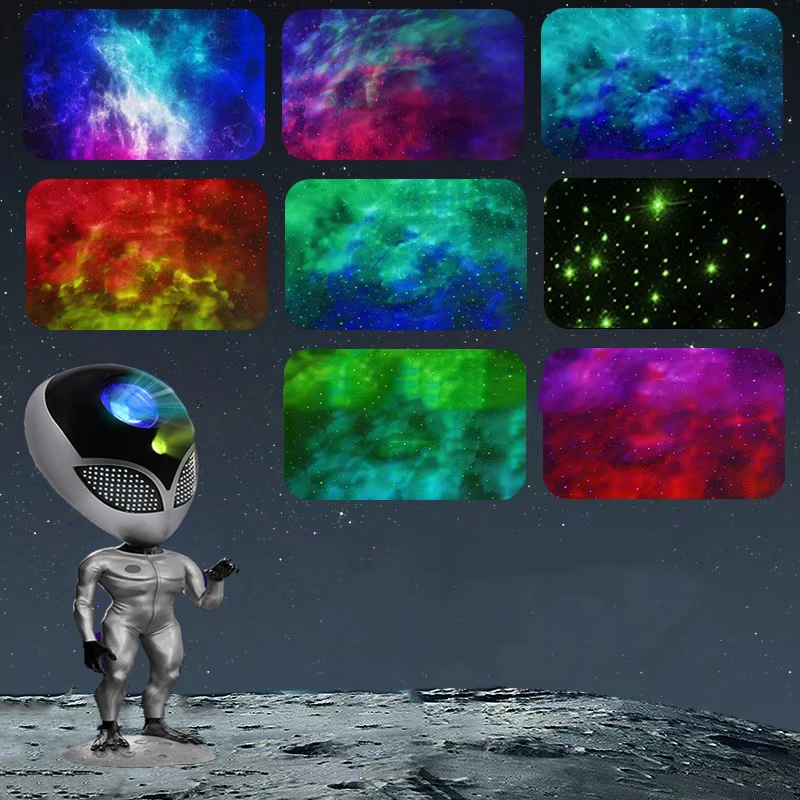 

LED Space AlienSun Galaxy Projector Voice Interactive Astronaut Star Projector Starry Night Light for Bedroom Decor Xmas Gift