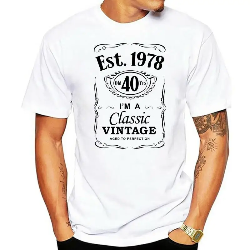 

2022 Cool Tee Shirt Men&#39s 40th Birthday T-Shirt Est 1978 Vintage Man Fortieth 40 years Gift Summer T-shirt