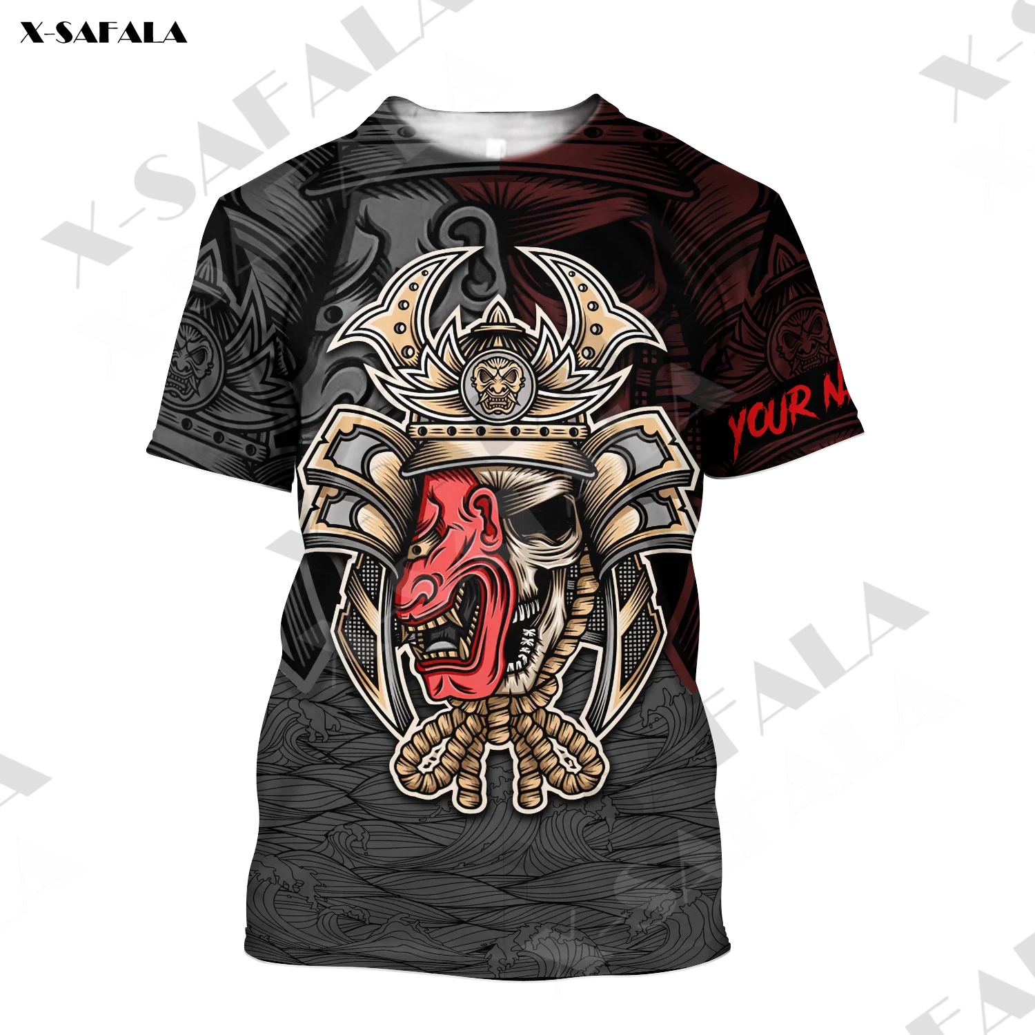 

Premium Oni Samurai Japanese Art 3D Print T-Shirts Tops Tees Short Sleeve Casual Milk Fiber Cotton Oversized Tight