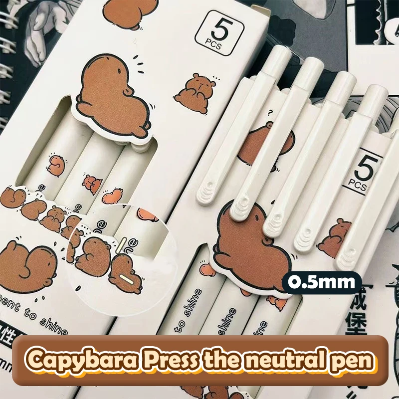 5 шт. 0 мм милая гелевая ручка с капибарой ручки черными чернилами для подписи
