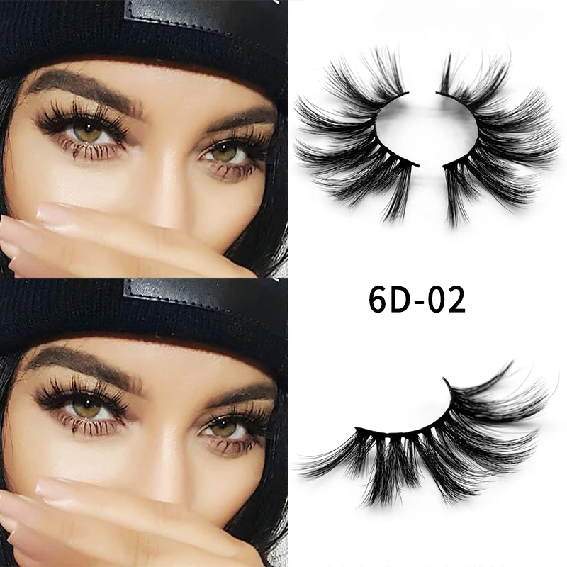 

MICHESABY 6D 25mm Faux Mink Hair False Eyelashes Wispy Fluffy Crisscross Natural Long Lashes Handmade Eye Makeup Extension Tools