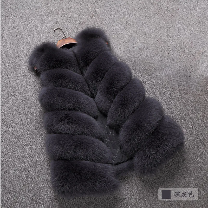 2022 Faux Fur Vest Women's Medium Long Fox Fur Fur Vest Coat Women's Winter Fur Vest Sleeveless Red Fur Jacket Luxury Lady Coats
