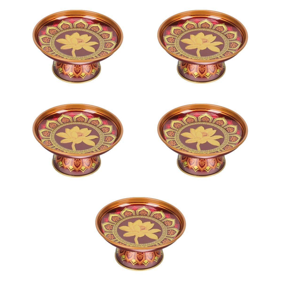 

5pcs Altar Offering Plate Tray Temple Tribute Fruit Holder Worship Supply