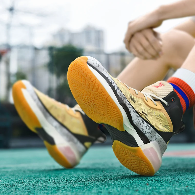 QNX-A37 High Quality Mens Basketball Sneakers Gym Training Sports Shoes High-top ForMotion Wearable Cushion Basketball Shoes