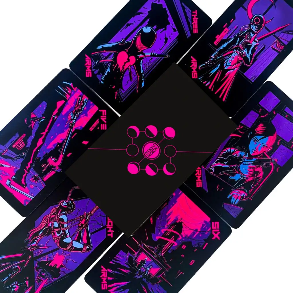 

Неоновые карты Таро Луна его стилизованная колода предлагает Волшебные настольные игры с электронным руководством Темный Таро для взрослы...